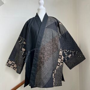 100% Cotton Haori Black Brown Quilted Japanese Jacket